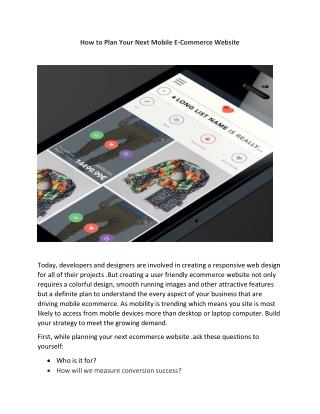 How to Plan Your Next Mobile E-Commerce Website