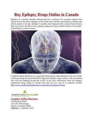 Buy Epilepsy Drugs Online in Canada