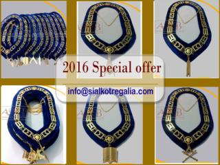 Masonic Blue Lodge Mason chain collar with jewels
