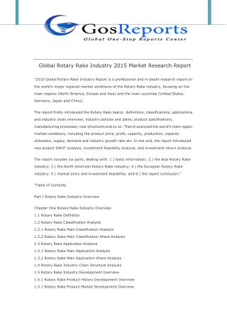 Global Rotary Rake Industry 2015 Market Research Report