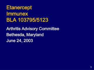 Etanercept Immunex BLA 103795/5123