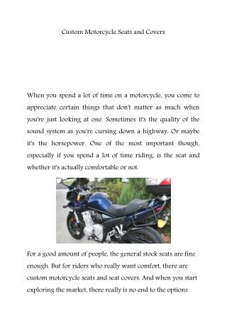Custom motorcycle seat Covers melbourne
