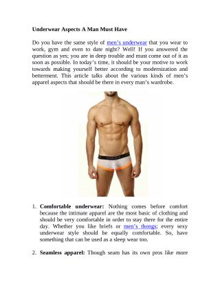 Underwear Aspects A Man Must Have