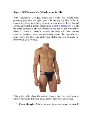 Aspects Of Choosing Men’s Underwear As Gift