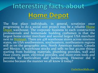 Interesting facts about Home Depot