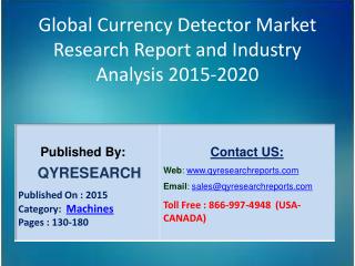 Global Currency Detector Market 2015 Industry Analysis, Applications, Research, Overview, Outlook and Insights