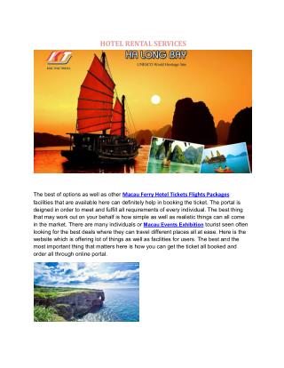 Macau Ferry Hotel Tickets Flights Packages 澳門長車旅遊巴士車導遊租賃