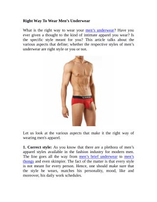 Right Way To Wear Men’s Underwear