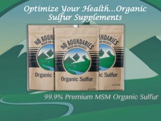 Optimize Your Health…Organic Sulfur Supplements