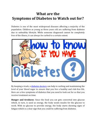 What are the Symptoms of Diabetes to Watch out for? - Apollo Edoc