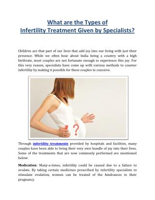 Different Types of Infertility Treatment Given by Specialists - Apollo Cradle