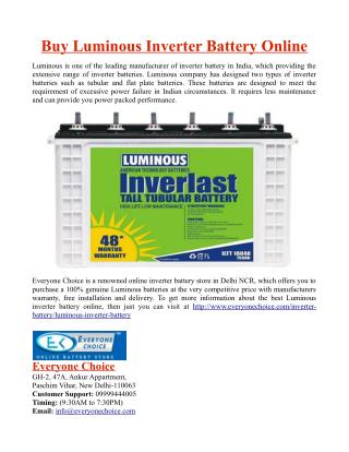 Buy Luminous Inverter Battery Online
