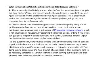 What to Think about While Selecting an iPhone Data Recovery Software
