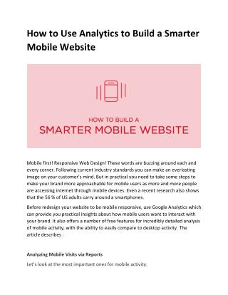 How to Use Analytics to Build a Smarter Mobile Website