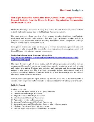 Mini Light Accessories Market Trends Analysis And Forecasts To 2015