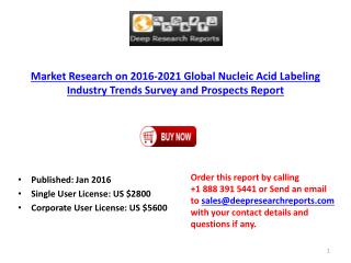 Global Nucleic Acid Labeling Industry Trends Survey and 2021 Prospects Report