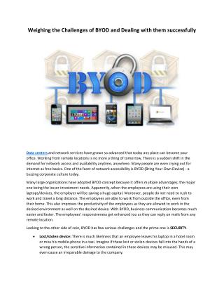 Weighing the Challenges of BYOD and Dealing with them successfully