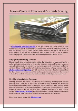 Make a Choice of Economical Postcards Printing