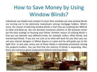 How to Save Money by Using Window Blinds?