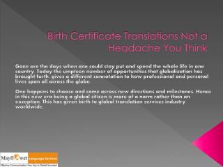 Birth Certificate Translations Not a Headache You Think