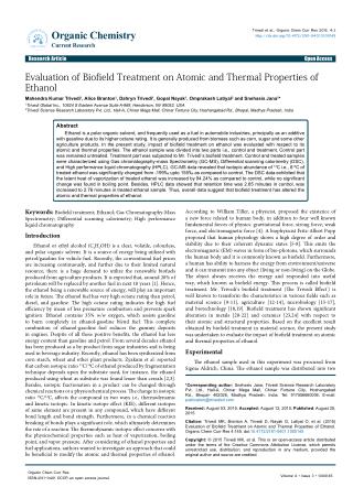 Biofield | Evaluation on Atomic & Thermal Properties of Ethanol
