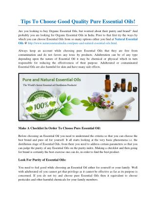 Tips To Choose Good Quality Pure Essential Oils!