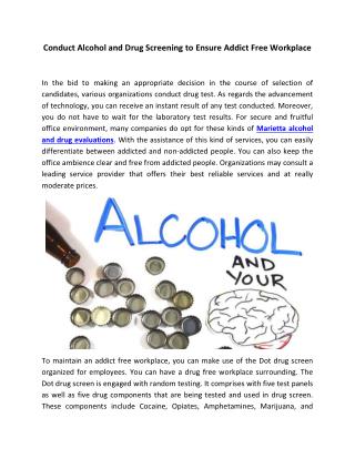 Conduct Alcohol and Drug Screening to Ensure Addict Free Workplace