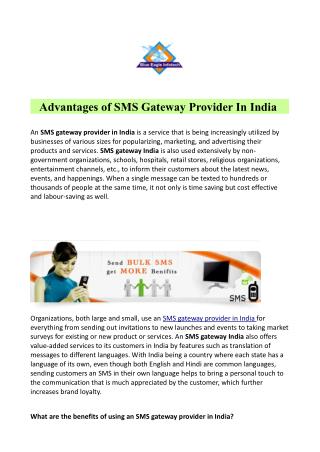 Advantages of SMS Gateway Provider In India