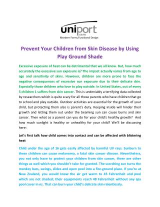 Prevent Your Children from Skin Disease by Using Play Ground Shade