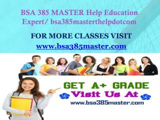 BSA 385 MASTER Help Education Expert/ bsa385masterthelpdotcom