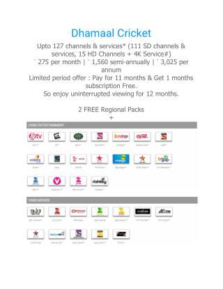 Tata Sky HD Set Top Box & Dhamaal Cricket Pack @ BookMydth.com