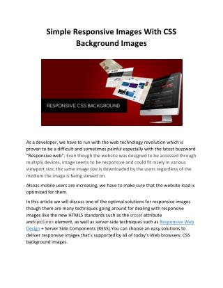 Simple Responsive Images With CSS Background Images