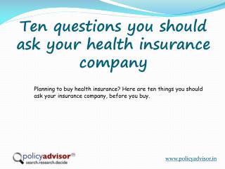 10 questions you should ask your health insurance