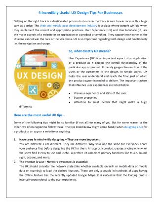 4 Incredibly Useful UX Design Tips For Businesses
