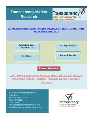LATAM Adalimumab Market - Industry Analysis, Trends and Forecast 2015 - 2023