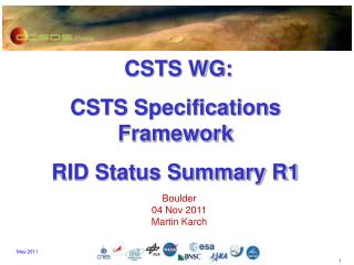 CSTS WG: CSTS Specifications Framework RID Status Summary R1