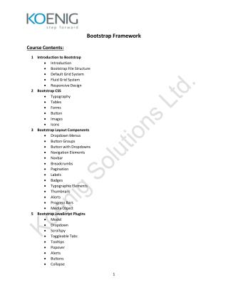 Bootstrap Framework Training Course Content by Koenig Solutions
