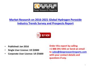 World Hydrogen Peroxide Manufacturing Plants Analysis 2016-2021 Forecasts Report