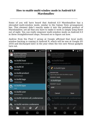 Enable multi-window mode in Android 6.0 Marshmallow