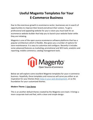 Useful Magento Templates for Your E-Commerce Business