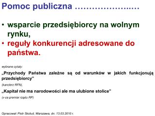 Pomoc publiczna ………………..…