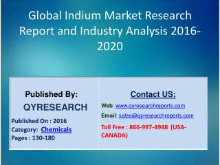 Global Indium Market 2016 Industry Growth, Trends, Development, Research and Analysis