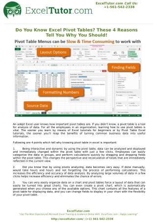 Do You Know Excel Pivot Tables? These 4 Reasons Tell You Why You Should