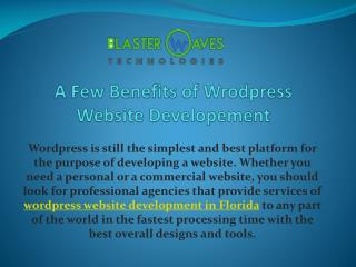 A few benefits of wrodpress website developement