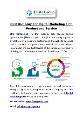 SEO Company For Digital Marketing Firm Product and Service