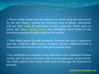 How Chase Freedom mastercard Offers for Consumers More