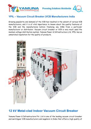 Vacuum Circuit Breaker – VCB Manufacturers India