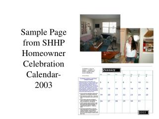 Sample Page from SHHP Homeowner Celebration Calendar-2003