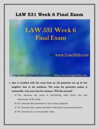 Business LAW 531 Week 6 Final Examination