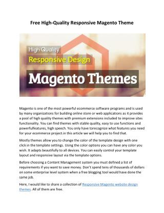 Free High-Quality Responsive Magento Theme